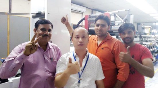 North India New Delhi big printer factory Gallus press installed DINGYU Automatic butt splice nonstop printing system.